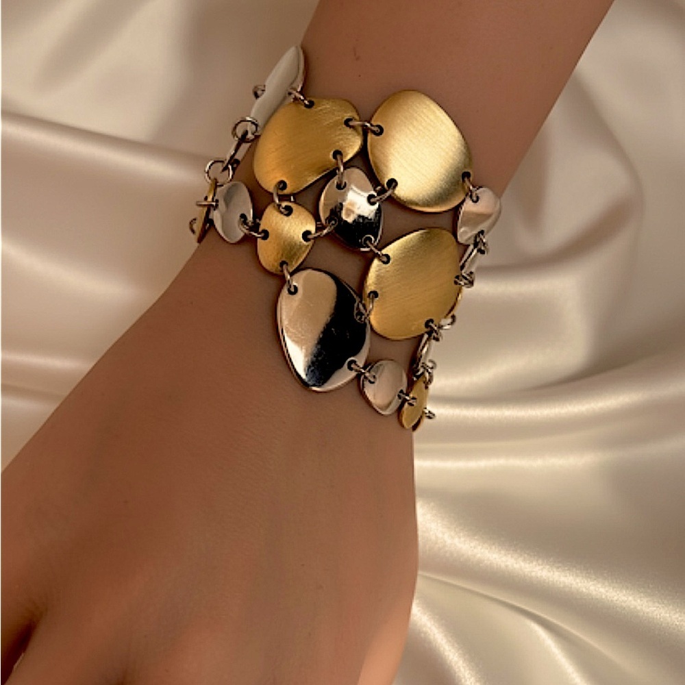 Lia Sophia Gold and Silver Two-Tone T Bar Bracelet